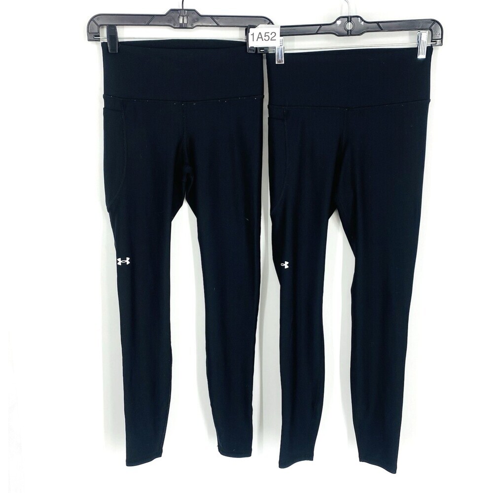 2 Under Armor Compression Leggings Size Small Hip Pockets Running Active Ankle